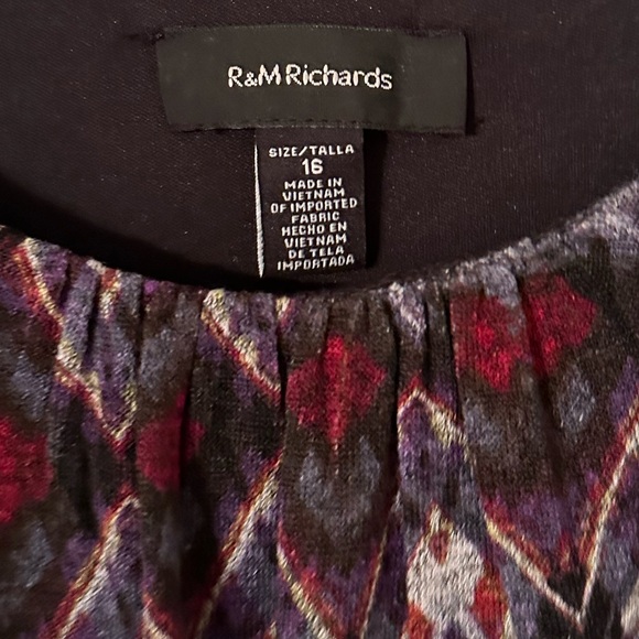 R & M Richards striped colorful long sleeve dress blousey Size 16 - Picture 5 of 9